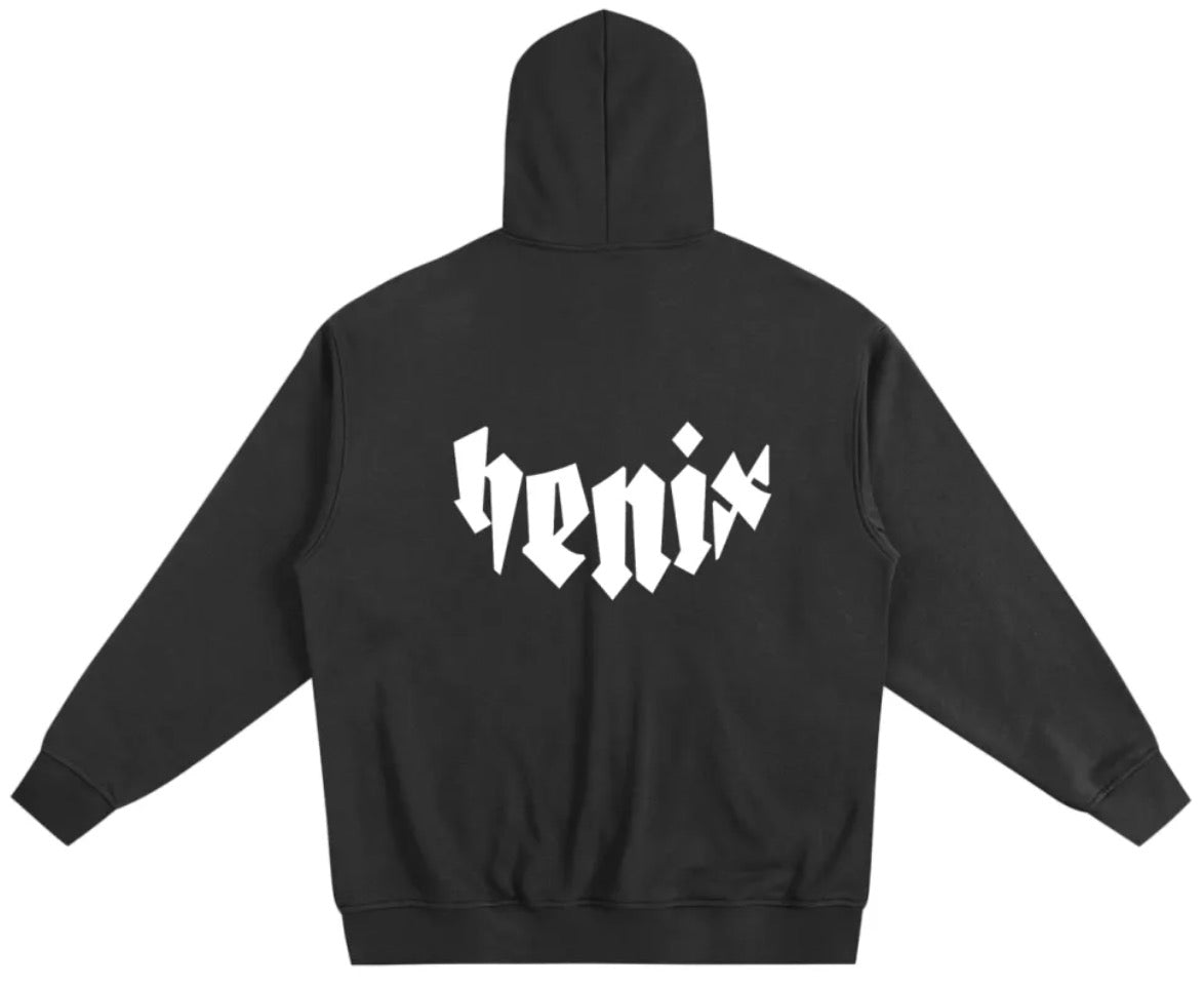 henix black heavyweight zip-up hoodie