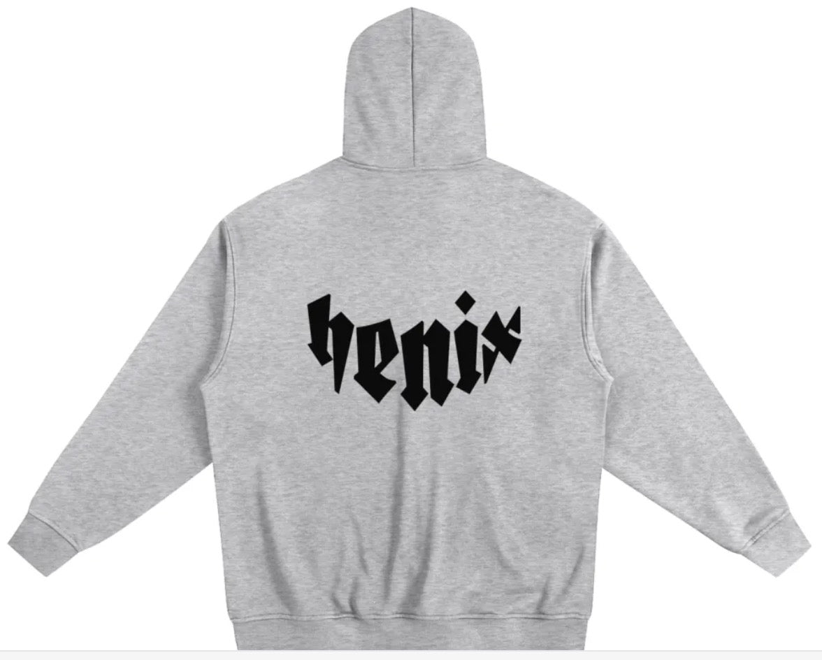 henix light gray heavyweight zip-up hoodie